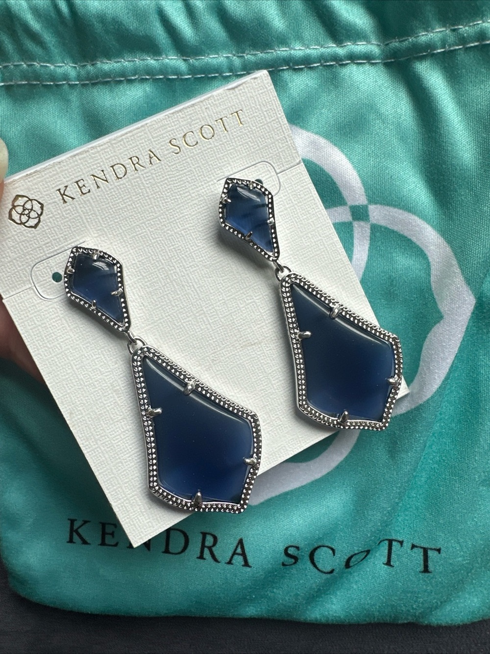 Kendra Scott Alexa Navy Blue Double Drop Earrings